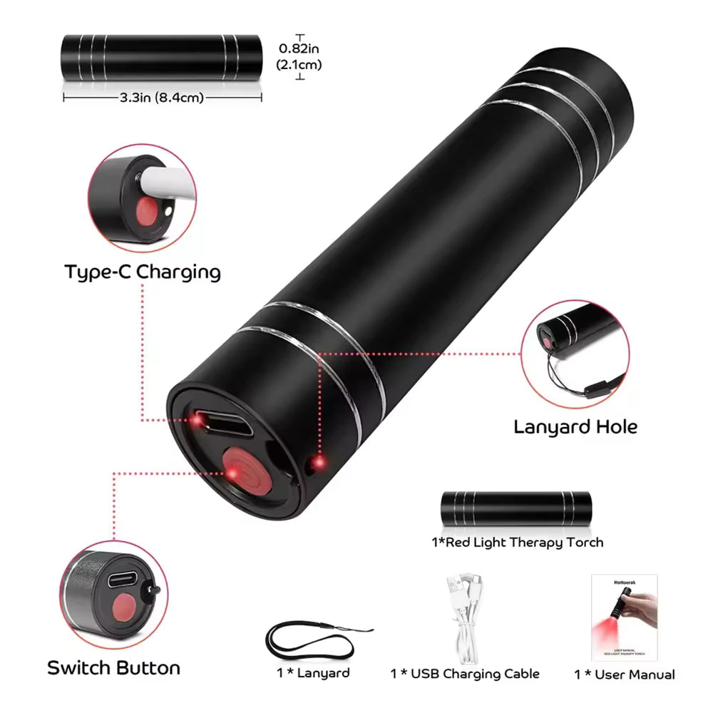 Portable Red Light Therapy Torch – 660nm & 850nm Infrared Pain Relief Device