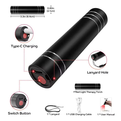 Portable Red Light Therapy Torch – 660nm & 850nm Infrared Pain Relief Device